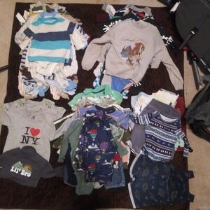 Bundle of used boys clothes 0-3 to 18 mos w/1 3T summer outfit and TEMU outfits